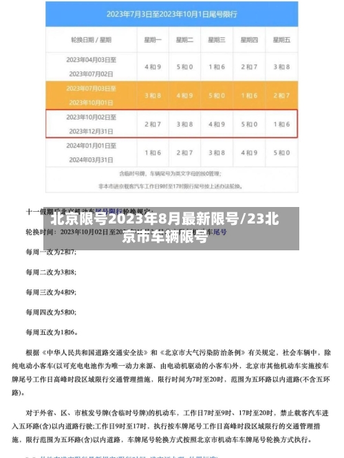 北京限号2023年8月最新限号/23北京市车辆限号