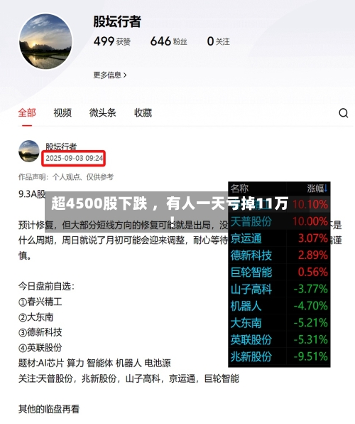 超4500股下跌 ，有人一天亏掉11万！-第3张图片