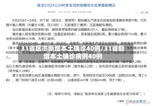 31省区市新增本土确诊40例/31省新增本土确诊病例40例