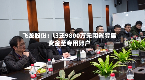 飞龙股份：归还9800万元闲置募集资金至专用账户-第2张图片