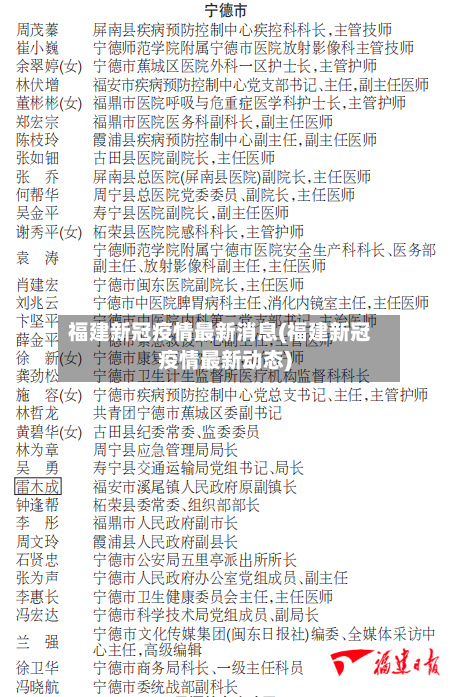 福建新冠疫情最新消息(福建新冠疫情最新动态)-第3张图片