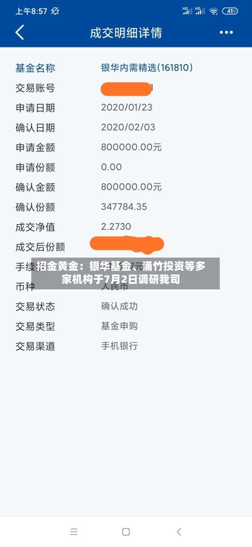 招金黄金：银华基金、涌竹投资等多家机构于7月2日调研我司-第2张图片