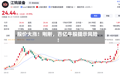 股价大涨！刚刚	，百亿牛股提示风险！-第2张图片