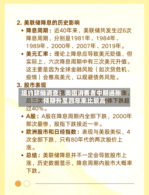 纽约联储调查：美国消费者中期通胀预期升至四年来比较高-第2张图片