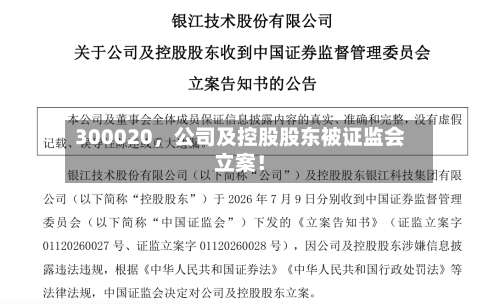 300020，公司及控股股东被证监会立案！-第2张图片