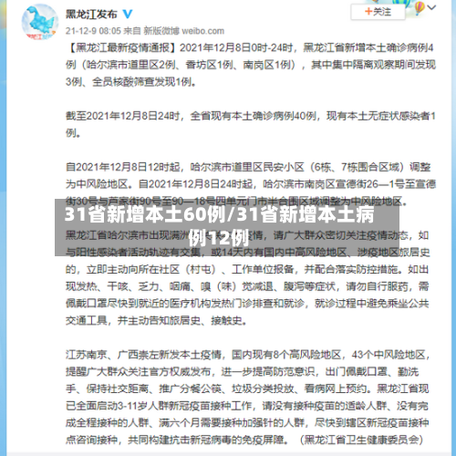 31省新增本土60例/31省新增本土病例12例