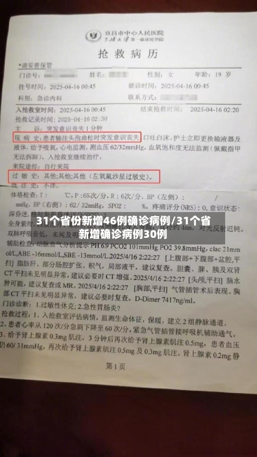 31个省份新增46例确诊病例/31个省新增确诊病例30例