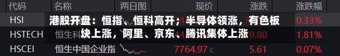 港股开盘：恒指、恒科高开；半导体领涨，有色板块上涨，阿里	、京东、腾讯集体上涨-第2张图片