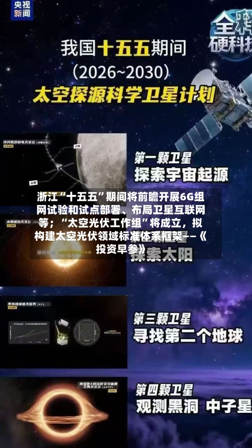 浙江“十五五”期间将前瞻开展6G组网试验和试点部署、布局卫星互联网等；“太空光伏工作组”将成立	，拟构建太空光伏领域标准体系框架——《投资早参》-第2张图片