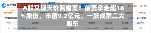 A股又现天价离婚案！前妻拿走超18%股份，市值9.2亿元	，一跃成第二大股东-第2张图片
