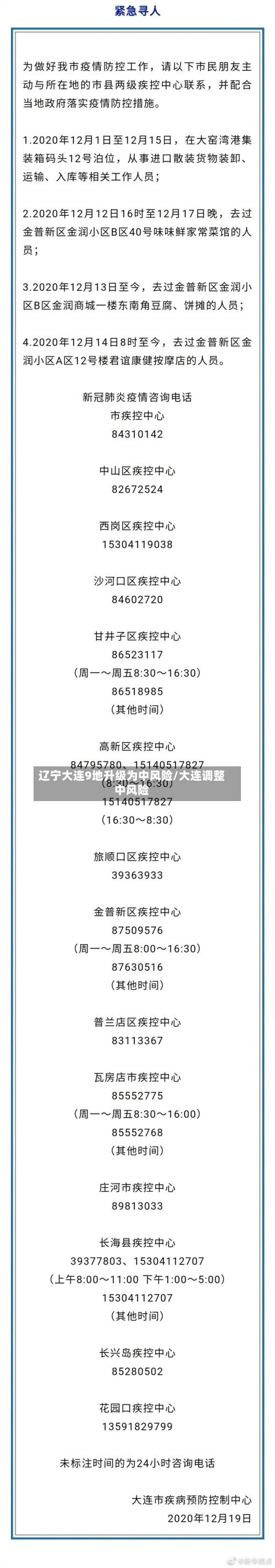辽宁大连9地升级为中风险/大连调整中风险-第2张图片