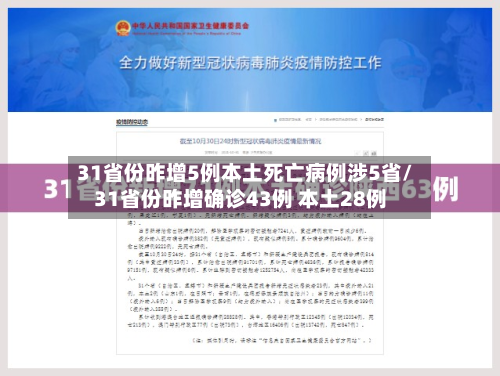31省份昨增5例本土死亡病例涉5省/31省份昨增确诊43例 本土28例