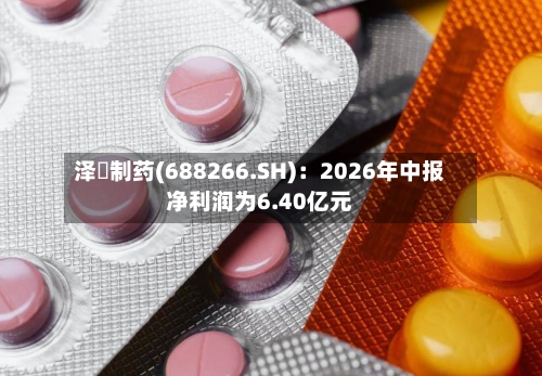 泽璟制药(688266.SH)：2026年中报净利润为6.40亿元-第2张图片