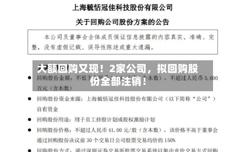 大额回购又现！2家公司，拟回购股份全部注销！