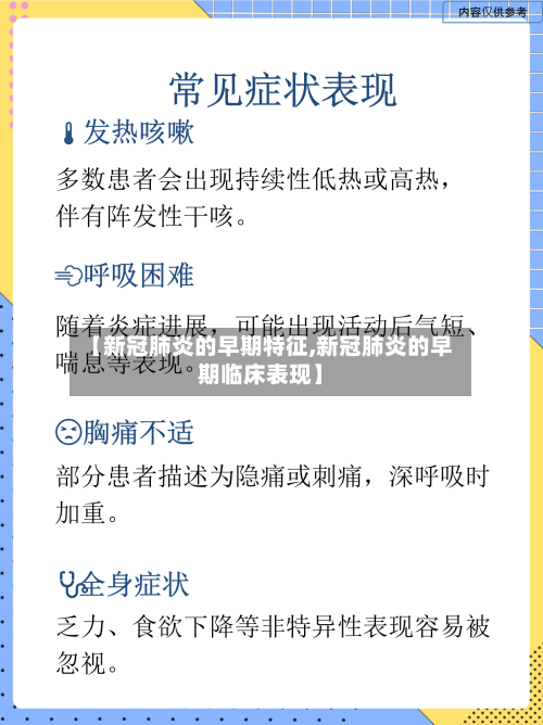【新冠肺炎的早期特征,新冠肺炎的早期临床表现】