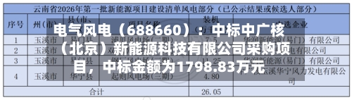 电气风电（688660）：中标中广核（北京）新能源科技有限公司采购项目，中标金额为1798.83万元-第2张图片
