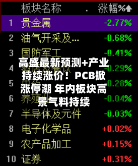 高盛最新预测+产业持续涨价！PCB掀涨停潮 年内板块高景气料持续-第2张图片
