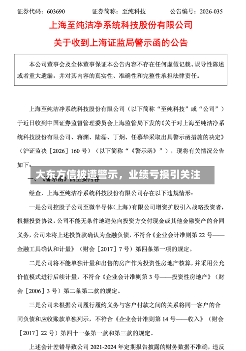 大东方信披遭警示，业绩亏损引关注-第2张图片