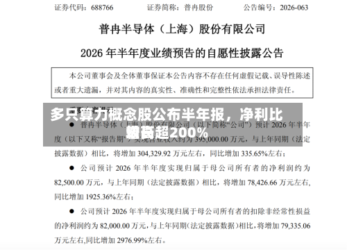 多只算力概念股公布半年报	，净利比较高增长超200%-第2张图片
