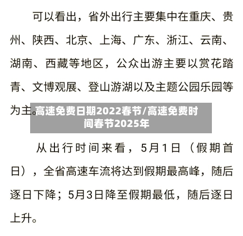 高速免费日期2022春节/高速免费时间春节2025年-第2张图片