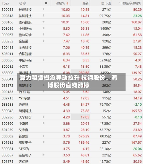 算力租赁概念异动拉升 杭钢股份、鸿博股份直线涨停-第2张图片