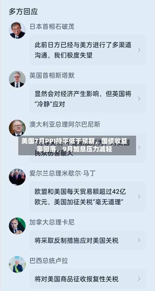 美国7月PPI持平低于预期	，国债收益率回落，9月加息压力减轻-第2张图片