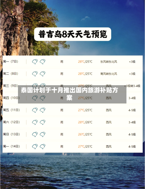 泰国计划于十月推出国内旅游补贴方案