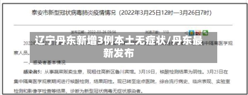 辽宁丹东新增3例本土无症状/丹东最新发布-第2张图片