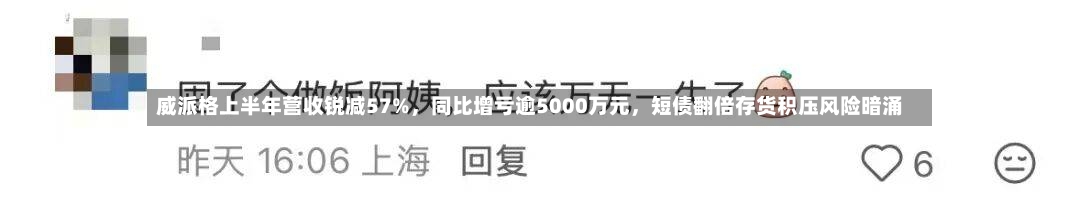 威派格上半年营收锐减57%	，同比增亏逾5000万元，短债翻倍存货积压风险暗涌-第3张图片