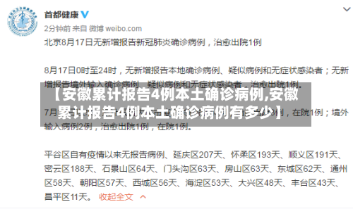 【安徽累计报告4例本土确诊病例,安徽累计报告4例本土确诊病例有多少】-第3张图片