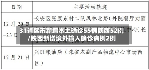 31省区市新增本土确诊55例陕西52例/陕西新增境外输入确诊病例2例