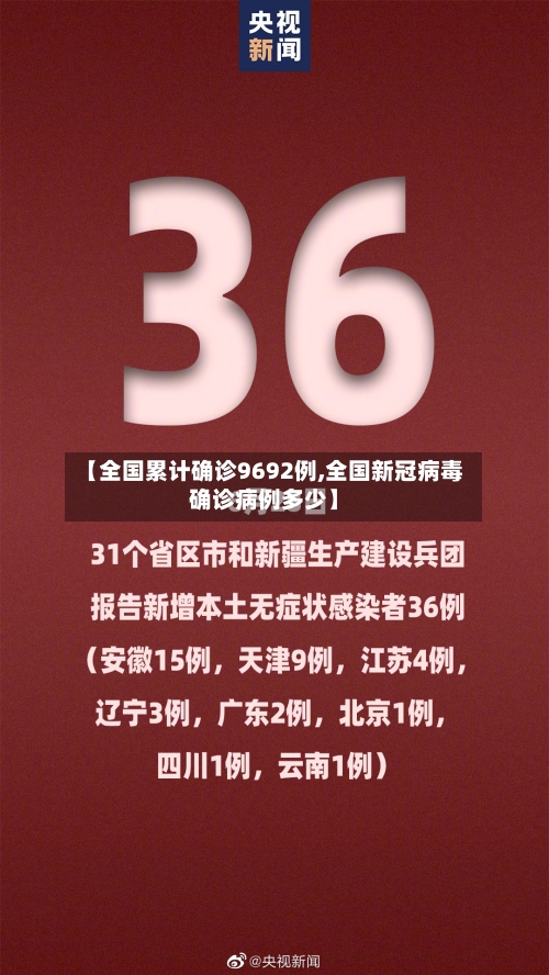 【全国累计确诊9692例,全国新冠病毒确诊病例多少】