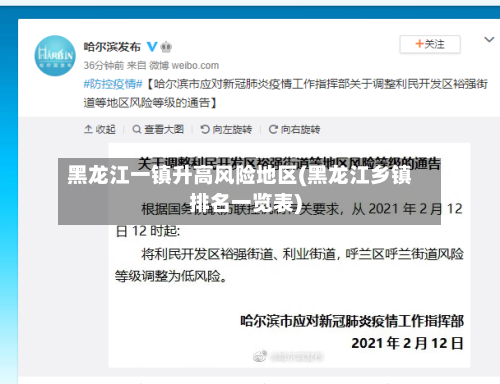 黑龙江一镇升高风险地区(黑龙江乡镇排名一览表)