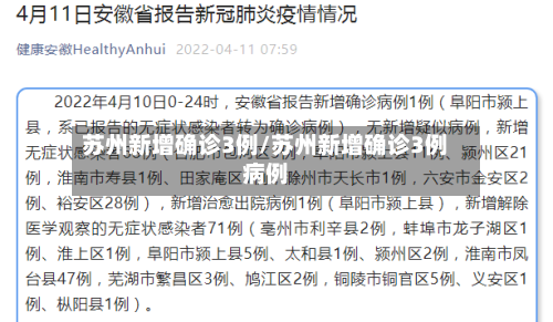 苏州新增确诊3例/苏州新增确诊3例病例