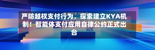 严防越权支付行为，探索建立KYA机制！智能体支付应用自律公约正式出台-第2张图片