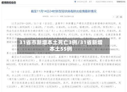 31省市新增本土死亡3例/31省新增本土55例