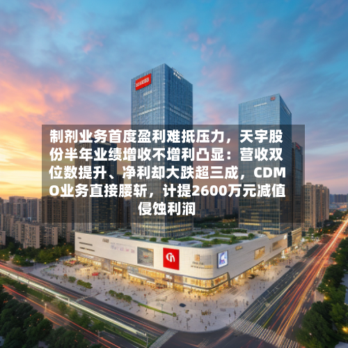 制剂业务首度盈利难抵压力，天宇股份半年业绩增收不增利凸显：营收双位数提升、净利却大跌超三成，CDMO业务直接腰斩	，计提2600万元减值侵蚀利润-第2张图片
