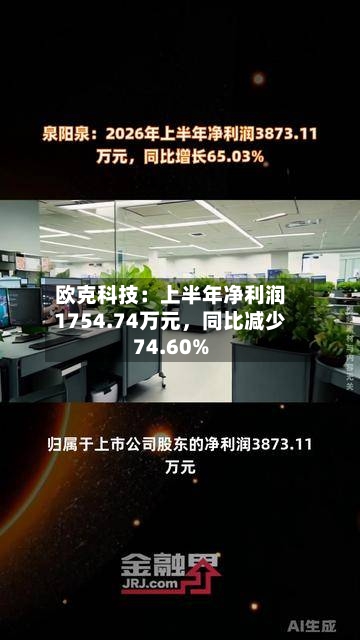 欧克科技：上半年净利润1754.74万元	，同比减少74.60%-第2张图片
