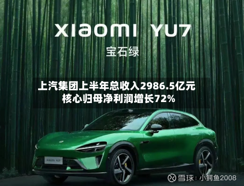 上汽集团上半年总收入2986.5亿元 核心归母净利润增长72%
