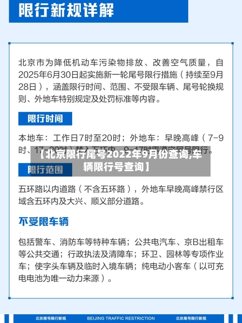 【北京限行尾号2022年9月份查询,车辆限行号查询】