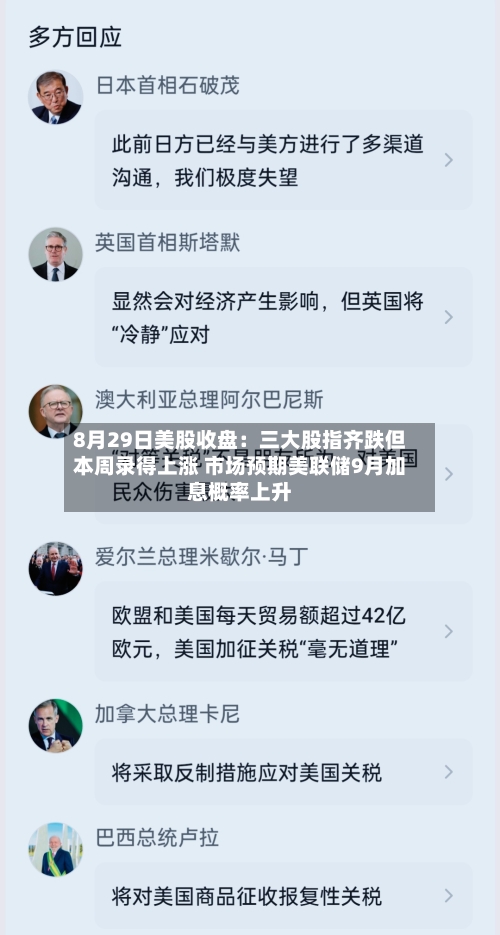 8月29日美股收盘：三大股指齐跌但本周录得上涨 市场预期美联储9月加息概率上升-第3张图片