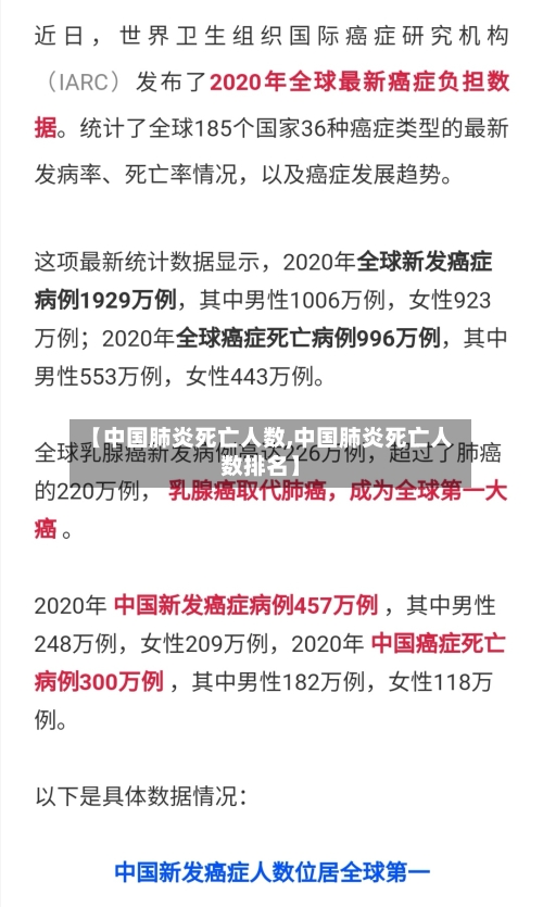 【中国肺炎死亡人数,中国肺炎死亡人数排名】