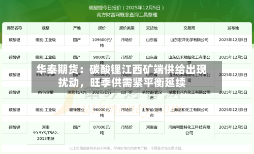 华泰期货：碳酸锂江西矿端供给出现扰动	，旺季供需紧平衡延续-第2张图片