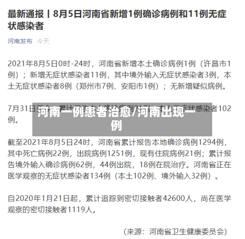 河南一例患者治愈/河南出现一例