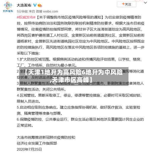 【天津1地升为高风险6地升为中风险,天津市区高峰】-第1张图片