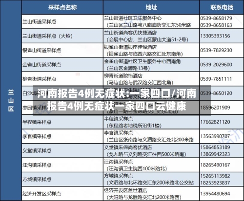 河南报告4例无症状:一家四口/河南报告4例无症状一家四口云健康