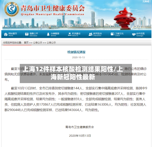 上海12件样本核酸检测结果阳性/上海新冠阳性最新-第2张图片