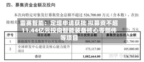 雷赛智能：定增申请获批 拟募资不超11.44亿元投向智能装备核心零部件等项目-第3张图片