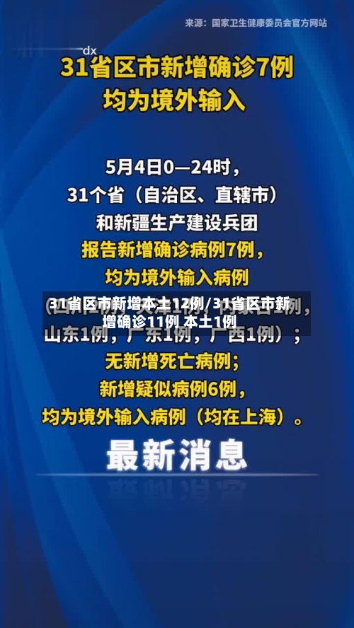 31省区市新增本土12例/31省区市新增确诊11例 本土1例