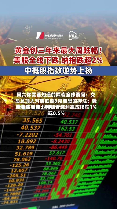 周六你需要知道的隔夜全球要闻:交易员加大对美联储9月加息的押注;美股集体收跌 世界
贵金属下挫;特朗普称利率应该在1%或0.5%-第2张图片